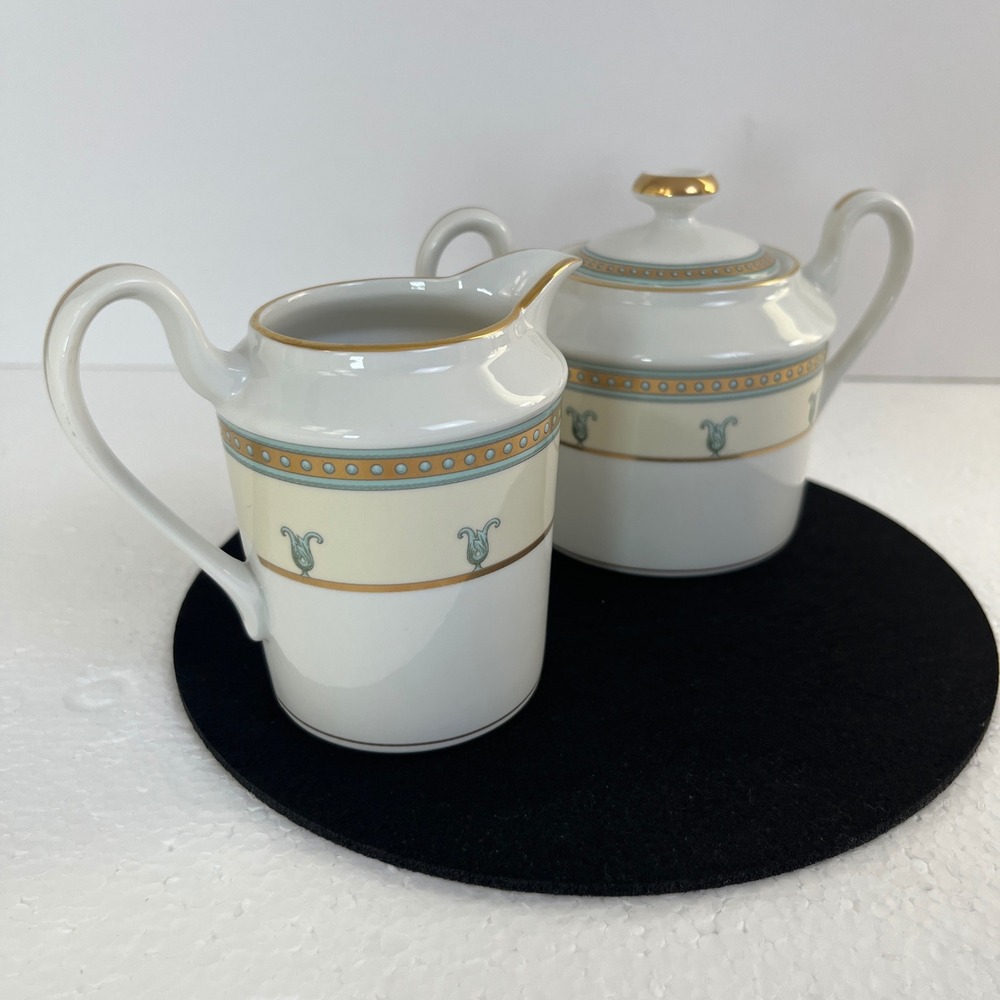 Vtg‎ Christian Dior Trianon Creamer & Sugar Bowl Set La Collection Gold Trim